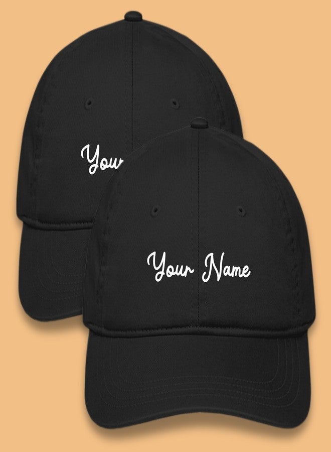 Gogirgit Men Cotton Customised Name Cap, Free Size, Pack of 2, Black - Image 4
