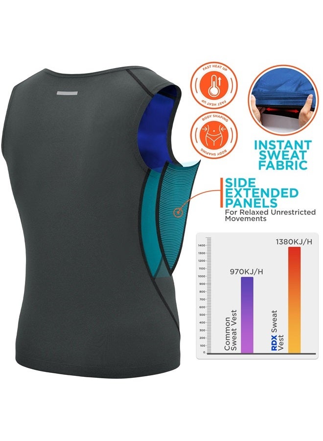 Rdx Men Sauna Vest, Sweat Workout Shirt for Weight loss, Waist Trainer, Corset, Compression Body Shaper Zipper and Seamless - Image 2