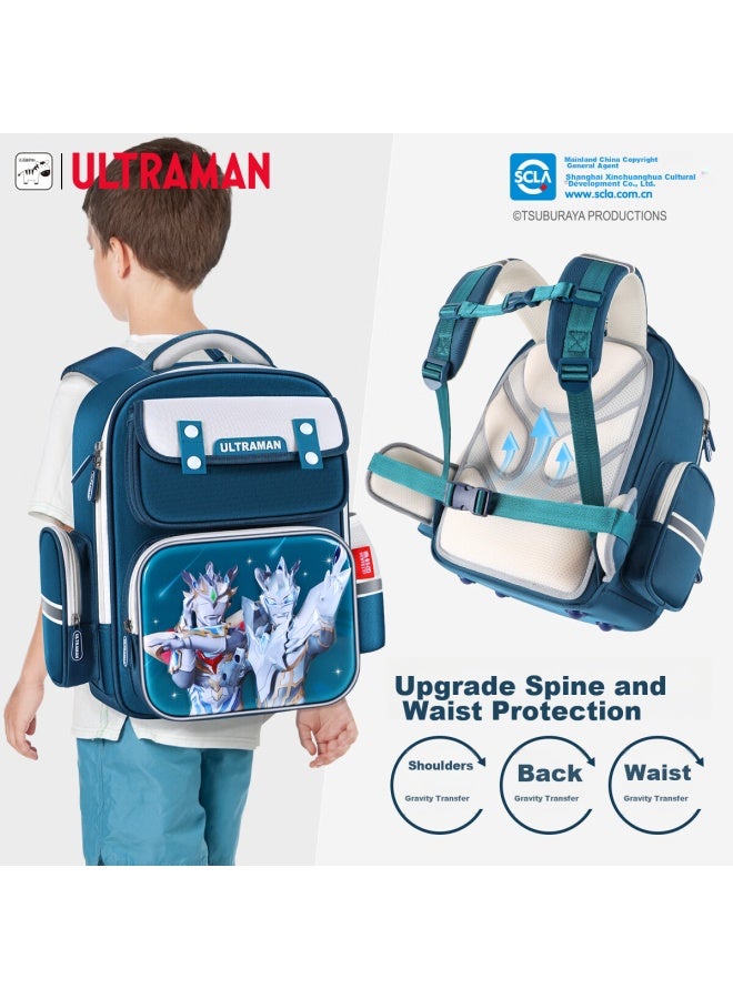Ultraman Elementary School Backpack For Boys Grades 1-4, Lightweight, Spine-protecting, Antibacterial Children's Backpack For Boys, Navy Blue - Image 2