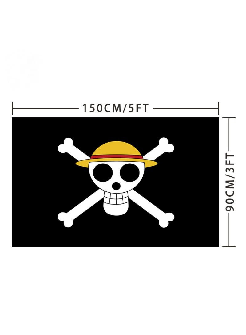 General 1-Pieces Polyester Flag ONE PIECE Cosplay Pirate Flag Room Decor Flag with Corners Buckle 150x90CM Black-A  - Image 1