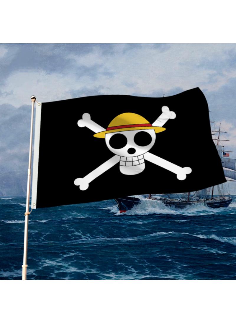 General 1-Pieces Polyester Flag ONE PIECE Cosplay Pirate Flag Room Decor Flag with Corners Buckle 150x90CM Black-A  - Image 3