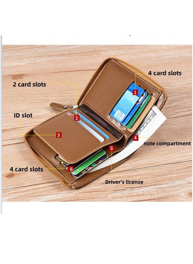 أيكس_كانغارو الرجال قصيرة سستة المحفظة ، مع العديد من فتحات بطاقة ، بطاقة متعددة الوظائف حقيبة ، محفظة الرجال فرشاة السرقة - Image 5