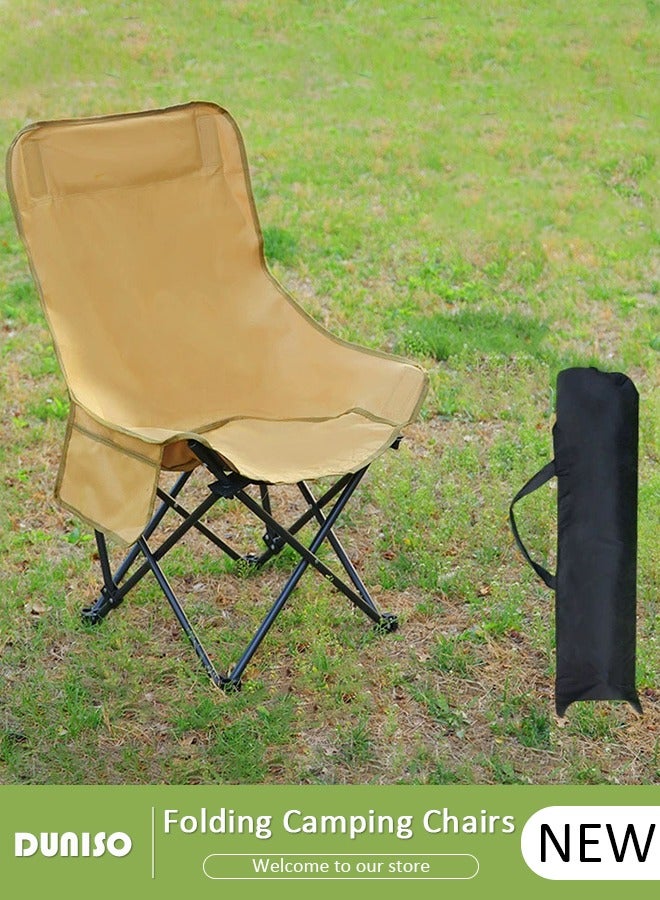 DUNISO كرسي تخييم قابل للطي ثقيل الوزن مع جيوب جانبية وحقيبة حمل، كرسي سمك حديقة من قماش أوكسفورد، كرسي استرخاء خارجي للصيد، التخييم، النزهات، حفلات الشواء، الشاطئ والأنشطة الخارجية - Image 1