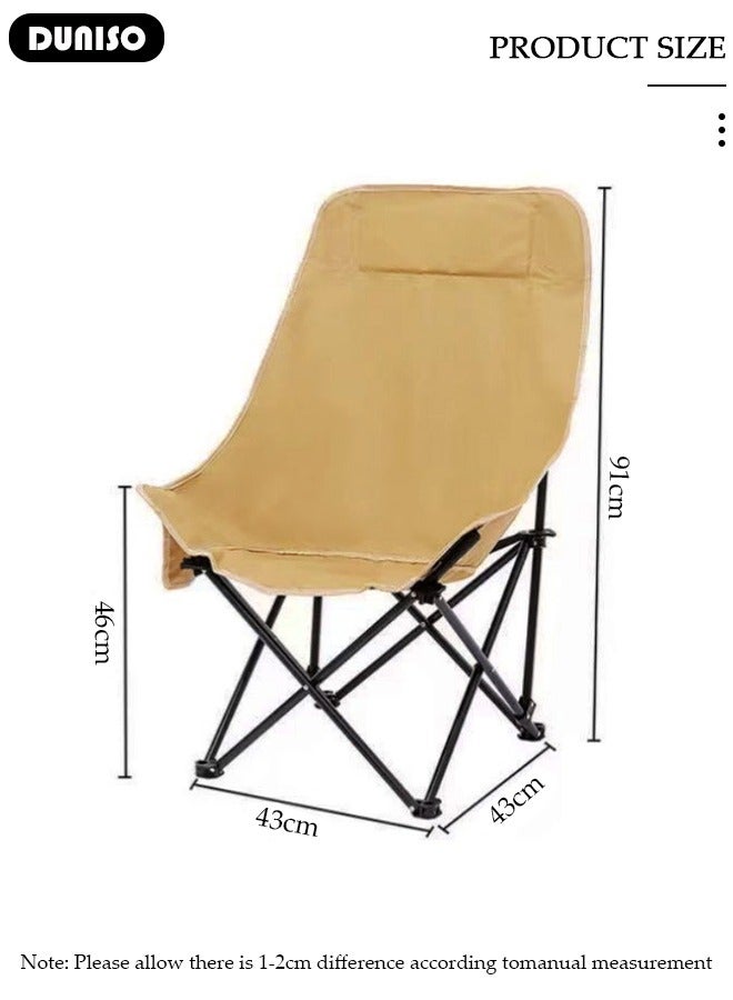 DUNISO كرسي تخييم قابل للطي ثقيل الوزن مع جيوب جانبية وحقيبة حمل، كرسي سمك حديقة من قماش أوكسفورد، كرسي استرخاء خارجي للصيد، التخييم، النزهات، حفلات الشواء، الشاطئ والأنشطة الخارجية - Image 4
