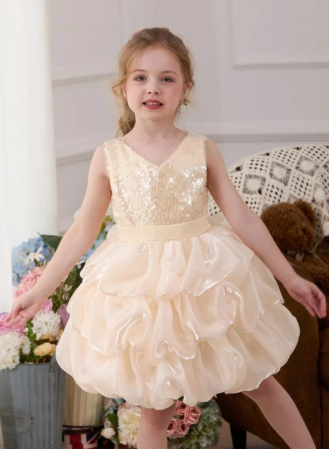 Take Two Gold Sequin A-Line Knee-Length Dress