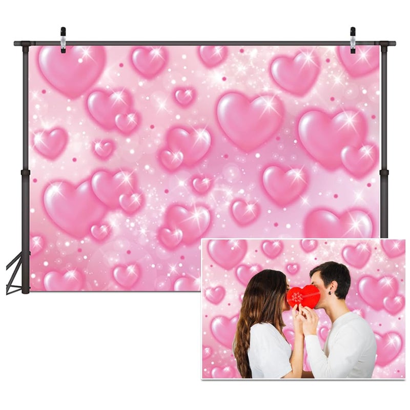 Dudaacvt 7x5ft Valentine's Day Backdrop Pink Heart Early 2000s Backdrop Mother's Day Wedding Bridal Shower Party Decor Banner - Image 1