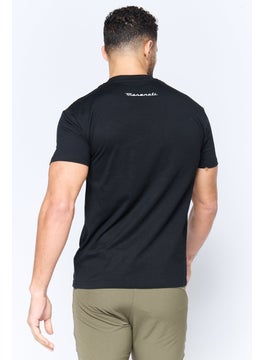 Maserati Men Crew Neck Short Sleeve Brand Logo T-Shirt, Black  - Image 4