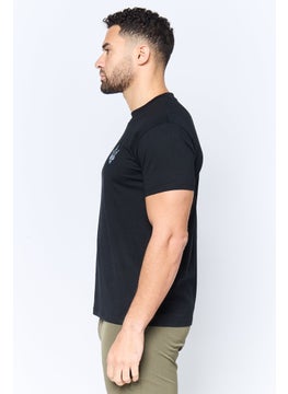 Maserati Men Crew Neck Short Sleeve Brand Logo T-Shirt, Black  - Image 3