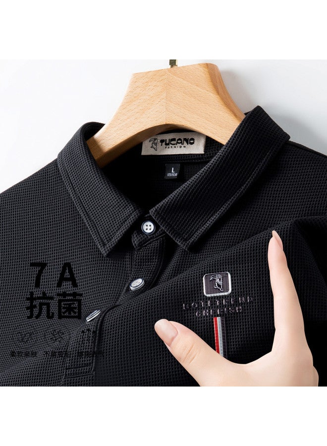 Tucano solid Color Waffle Knit Collar Summer Breathable Short-sleeve Polo Shirt Men's T-shirt - Image 2