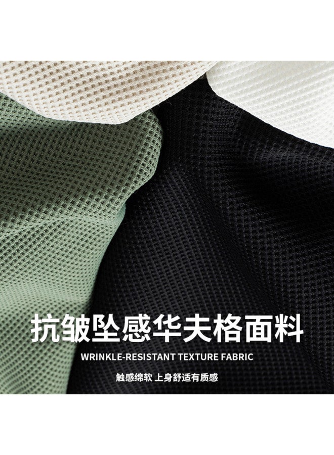 Tucano solid Color Waffle Knit Collar Summer Breathable Short-sleeve Polo Shirt Men's T-shirt - Image 4