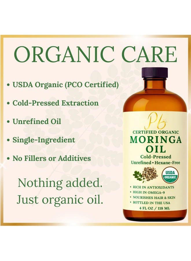 Pomberries Organic Moringa Oil – USDA Certified 100% Pure, Cold-Pressed & Unrefined – Moringa Seed Oil for Face, Skin, Hair & Body – Hydrating, Anti-Aging Moisturizer – 4 fl oz Amber Glass Bottle - Image 4