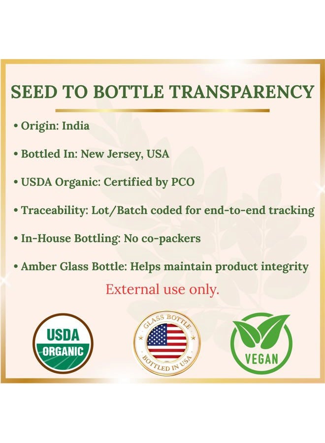 Pomberries Organic Moringa Oil – USDA Certified 100% Pure, Cold-Pressed & Unrefined – Moringa Seed Oil for Face, Skin, Hair & Body – Hydrating, Anti-Aging Moisturizer – 4 fl oz Amber Glass Bottle - Image 3