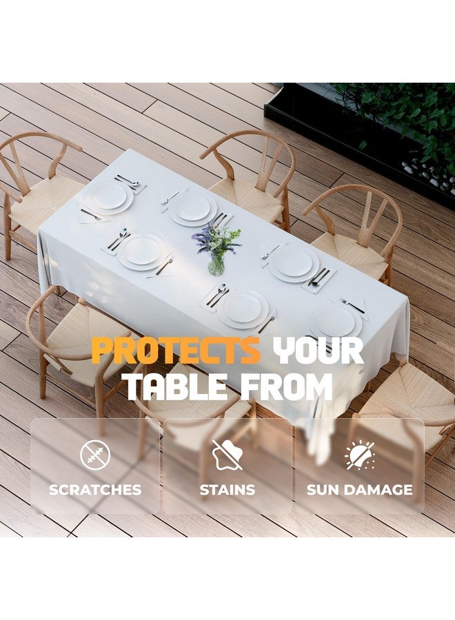 White Classic WEALUXE White Table Cloths for 8 Foot Rectangle Tables, 2-Pack, 60x126 inches, Water, Stain and Wrinkle Resistant, 200 GSM Washable Poly Fabric Tablecloths Rectangular, Elegant and Durable - Image 5