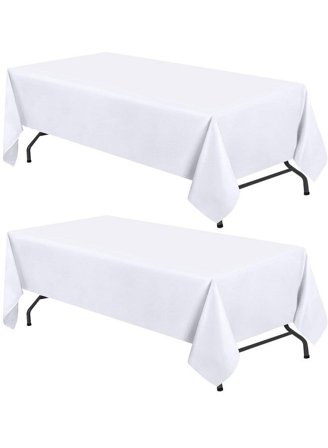 White Classic WEALUXE White Table Cloths for 8 Foot Rectangle Tables, 2-Pack, 60x126 inches, Water, Stain and Wrinkle Resistant, 200 GSM Washable Poly Fabric Tablecloths Rectangular, Elegant and Durable - Image 1