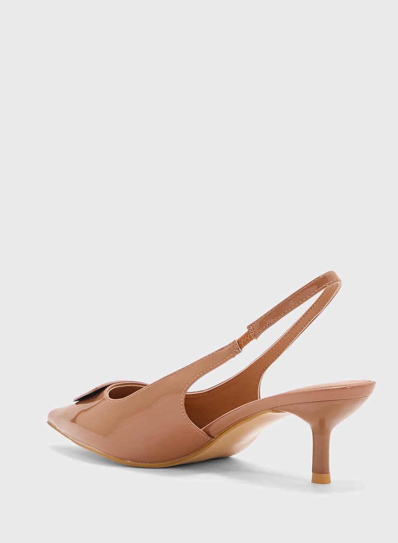 Pink Step Pointed Sling Back Pump  - Image 2
