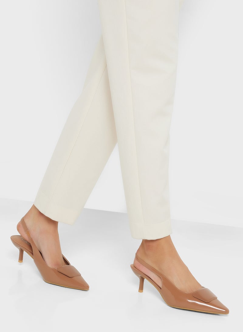 Pink Step Pointed Sling Back Pump  - Image 5