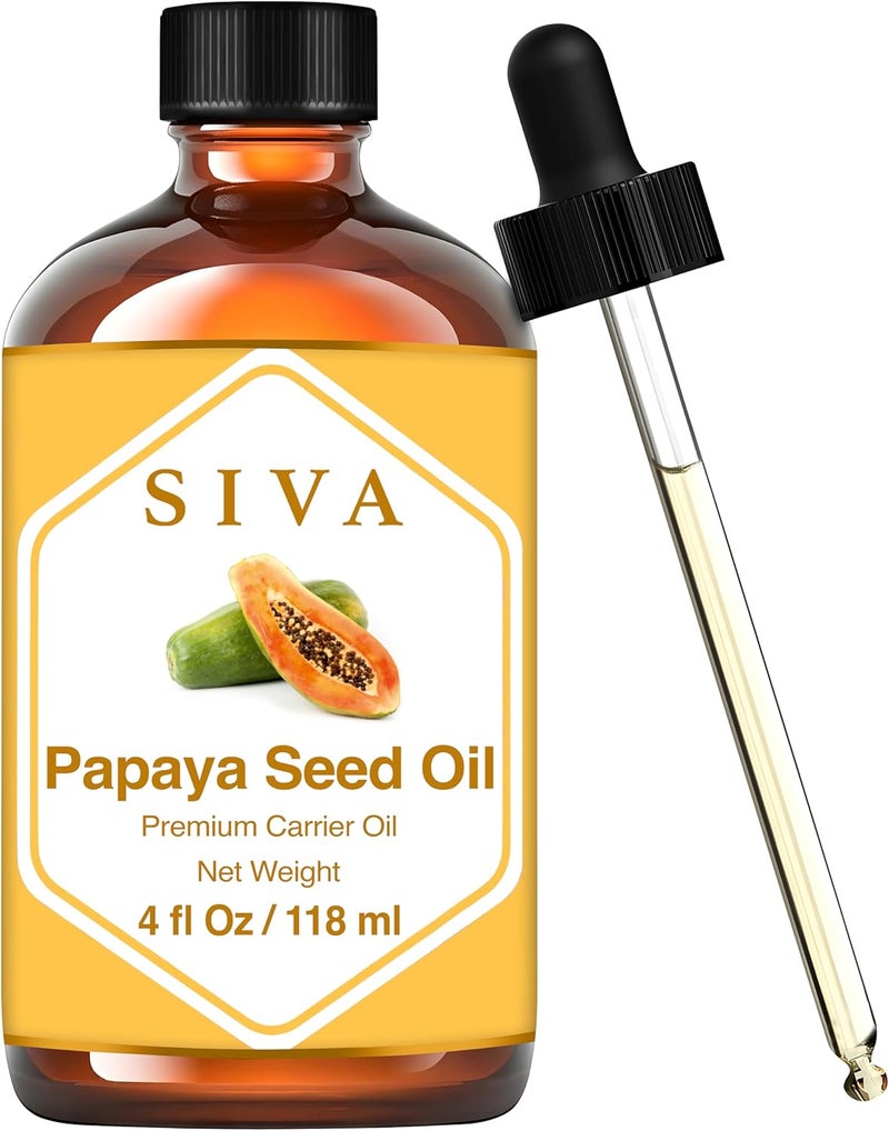 SIVA ORGANICS Siva Papaya Seed Oil 4oz 118ml Premium ColdPressed Carrier Oil with Dropper for Face Skin Care Body Massage Hair Care Hair Oiling  Scalp Massage 