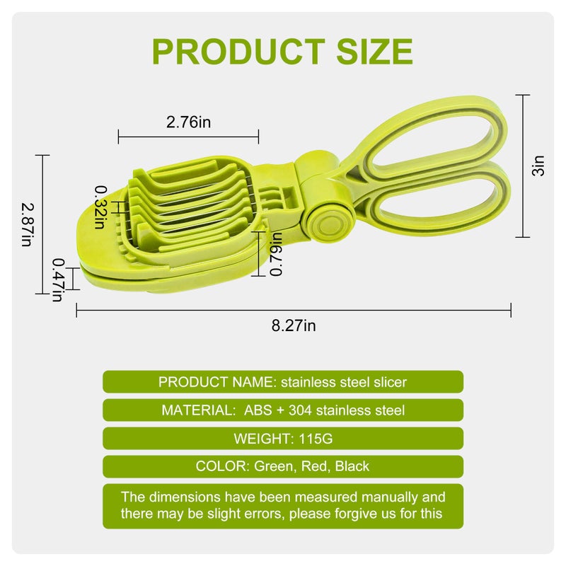 CEHNCEH Fruit Slicer, Strawberry, Banana, Kiwi Cutter, Egg Slicer for Hard Boiled Eggs, for Soft Fruit Sausages, Cucumbers, Mushroom Cutter, Rapid & Safe Slicing Kitchen Gadgets (Green) - Image 3