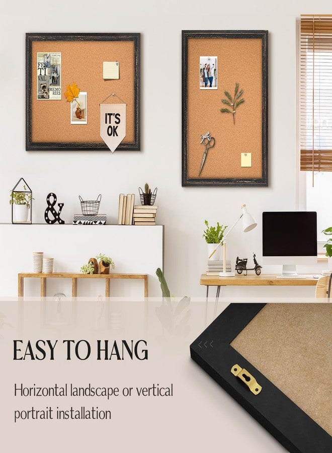 QUEENLINK Cork Board Bulletin Board - 36" x 24" - Rustic Black Frame Corkboard for Wall - Decorative Pin Board, Message Board, Vision Board, Picture Board, Photo Board - Image 4