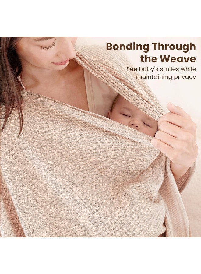Konssy Konssy Nursing Cover for Breastfeeding, Soft & Breathable Privacy Poncho, Multi-Use Feeding Shawl, Comfortable & Portable Breastfeeding Cover for Women (Beige) - Image 2