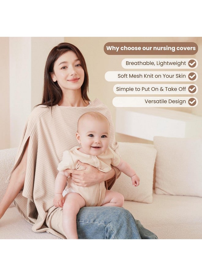 Konssy Konssy Nursing Cover for Breastfeeding, Soft & Breathable Privacy Poncho, Multi-Use Feeding Shawl, Comfortable & Portable Breastfeeding Cover for Women (Beige) - Image 4