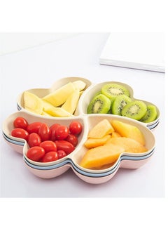 Y&D Tray Flower Shaped, Snack Serving, Wheat Straw, Divided Appetizer, Candy Plate Fruit Tray, Party Nuts Plate, Platter, Party, Organizer Home Decoration, Plates, Various Shapes (Beige)  - Image 2