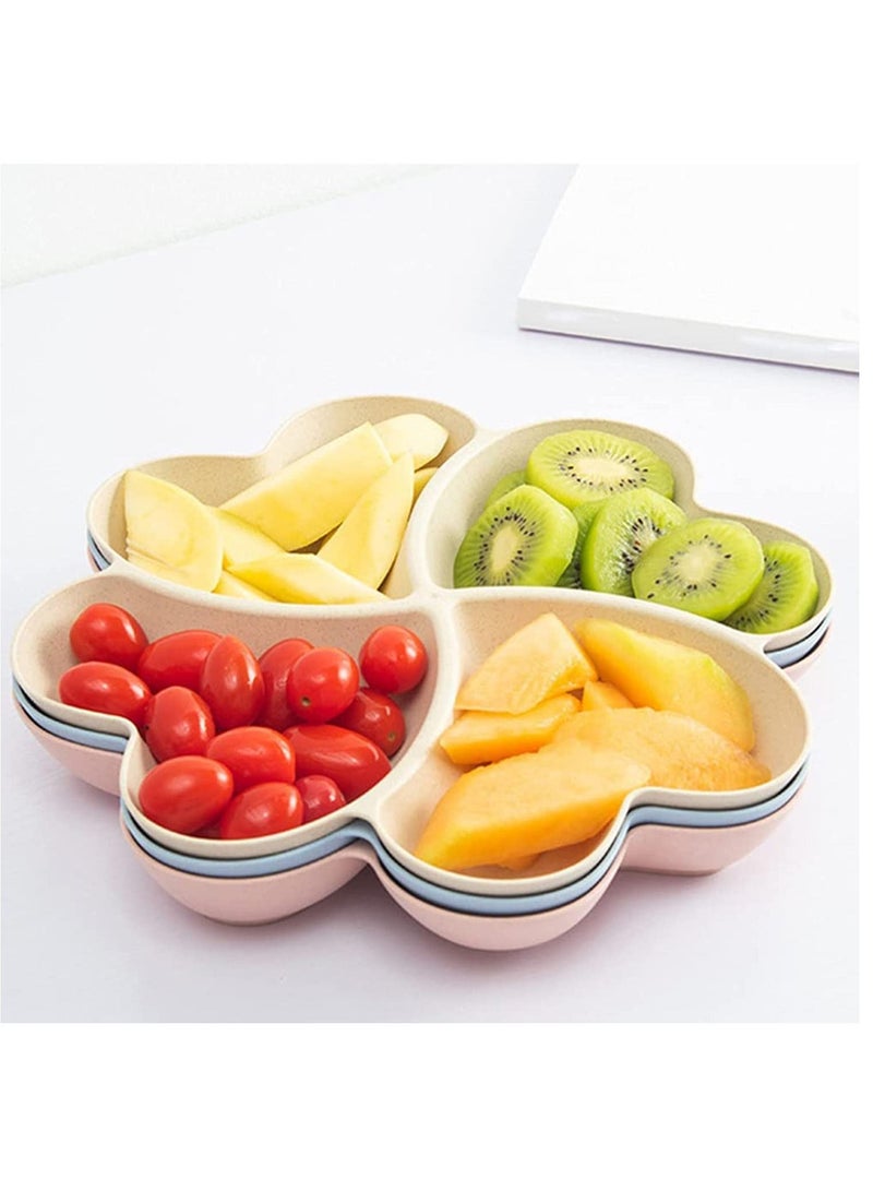 Y&D Tray Flower Shaped, Snack Serving, Wheat Straw, Divided Appetizer, Candy Plate Fruit Tray, Party Nuts Plate, Platter, Party, Organizer Home Decoration, Plates, Various Shapes (Beige) - Image 2