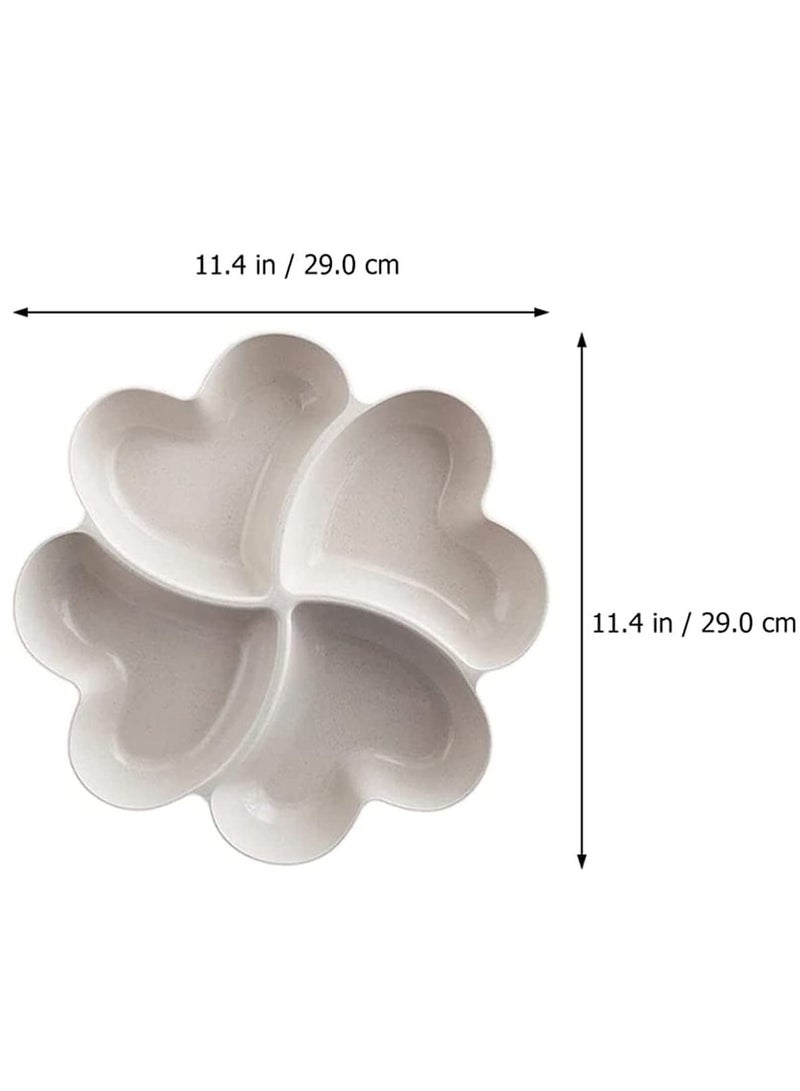 Y&D Tray Flower Shaped, Snack Serving, Wheat Straw, Divided Appetizer, Candy Plate Fruit Tray, Party Nuts Plate, Platter, Party, Organizer Home Decoration, Plates, Various Shapes (Beige) - Image 5