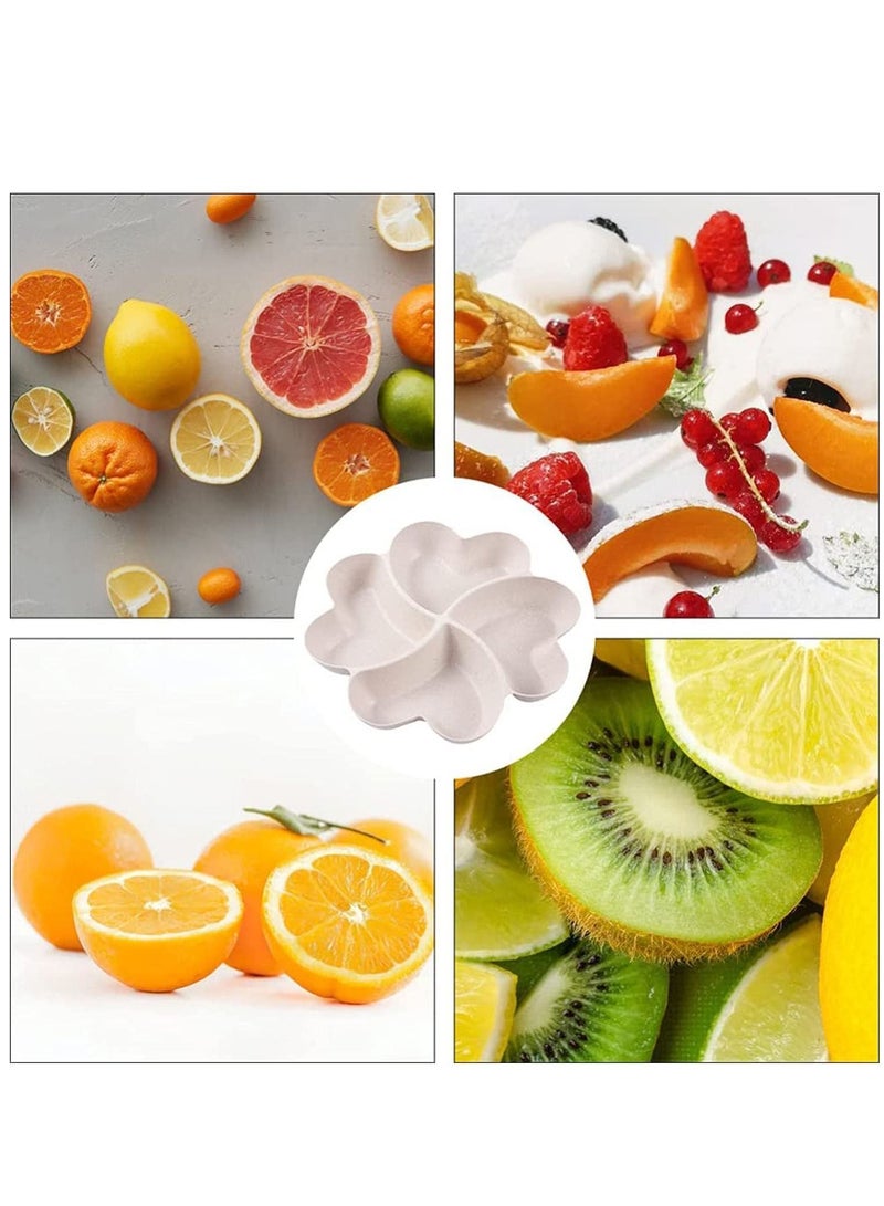 Y&D Tray Flower Shaped, Snack Serving, Wheat Straw, Divided Appetizer, Candy Plate Fruit Tray, Party Nuts Plate, Platter, Party, Organizer Home Decoration, Plates, Various Shapes (Beige) - Image 4