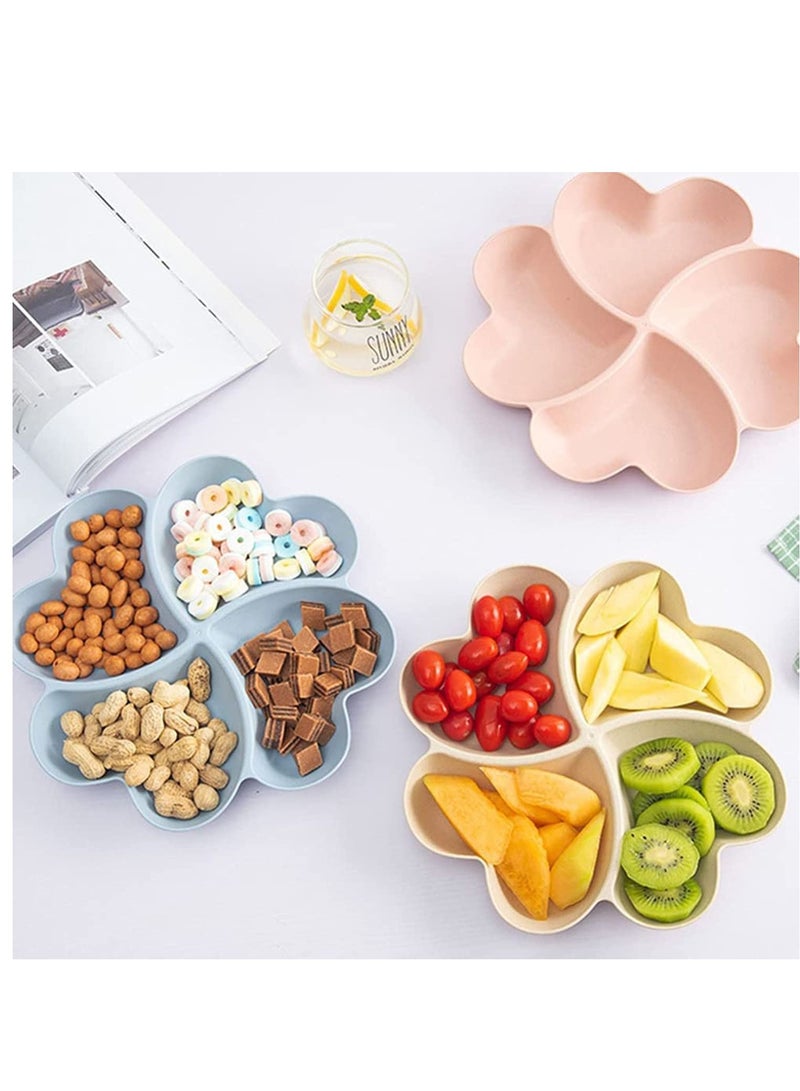 Y&D Tray Flower Shaped, Snack Serving, Wheat Straw, Divided Appetizer, Candy Plate Fruit Tray, Party Nuts Plate, Platter, Party, Organizer Home Decoration, Plates, Various Shapes (Beige) - Image 3
