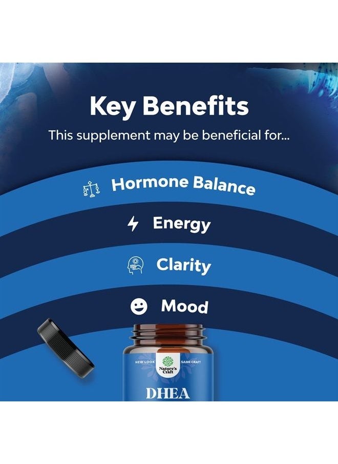 Natures Craft - Pure DHEA Supplement for Women and Men - DHEA 100mg Thyroid Support for Women Health Immune Support Bone Health and Mood Support Supplement - DHEA for Women Energy Supplement and Wellness Supplement - Image 1
