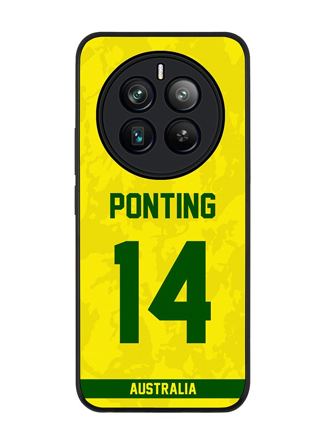 Stylizedd Rugged Black edge case for Realme 12 Pro / Realme 12 Pro Plus 5G, Slim fit Flexible Cover -  Team Australia Ricky Ponting, Jersey No 14  - Image 1