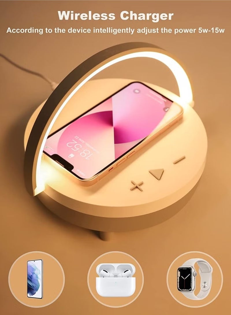 Raxoom LED Night Light Table Lamps, Music Lamp Wireless Charger Portable Bluetooth Speaker Touch Lamp, Portable Bluetooth Speaker, Wireless Charging Nightstand Lamp ,Birthday Gifts for Women, Men, Dad, Mom - Image 1