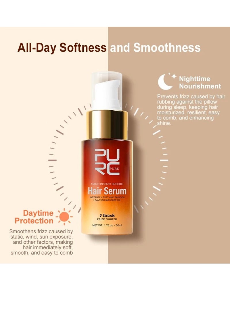 PURC 50ml Magic Instant Smooth Hair Serum 0s Instantly Soft and Smooth Leave in Hair Care Oil Frizz Hair Fighter with Natural Hair Care Oil for Split Ends Frizzy Hair Dry Scalp All Hair Type - Image 2