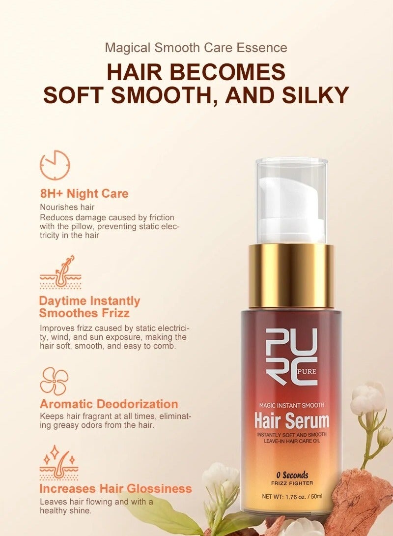 PURC 50ml Magic Instant Smooth Hair Serum 0s Instantly Soft and Smooth Leave in Hair Care Oil Frizz Hair Fighter with Natural Hair Care Oil for Split Ends Frizzy Hair Dry Scalp All Hair Type - Image 5