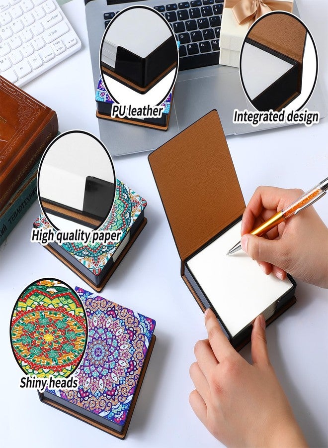 Saillong 4 Pcs Mandala Diamond Painting Note Box Kit Sticky Note Holders DIY Diamonds Art Storage Box with 160 Sticky Notes Painting Memo Pad for Office Supplies Desk Gifts - Image 2