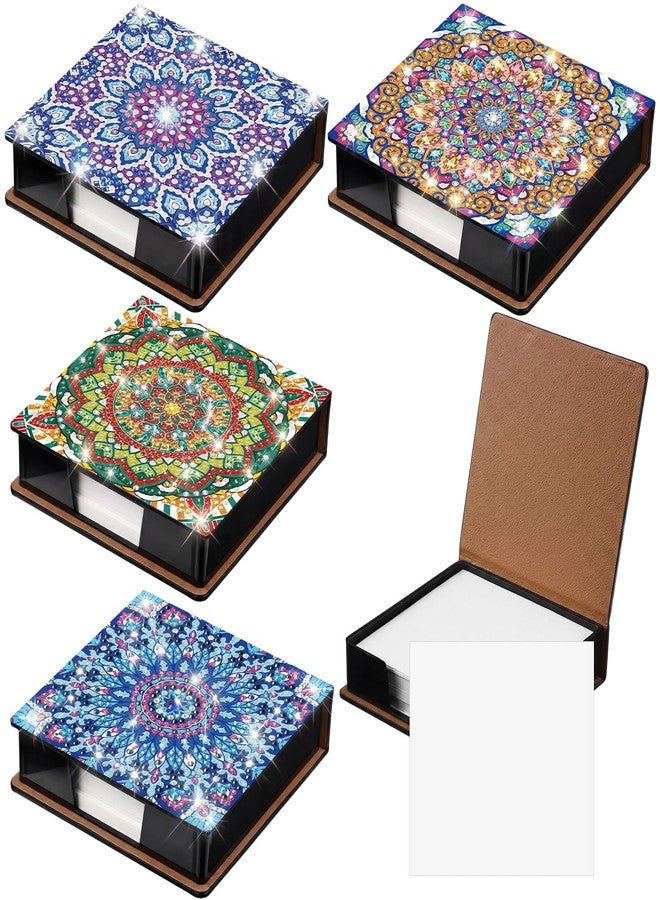 Saillong 4 Pcs Mandala Diamond Painting Note Box Kit Sticky Note Holders DIY Diamonds Art Storage Box with 160 Sticky Notes Painting Memo Pad for Office Supplies Desk Gifts - Image 1