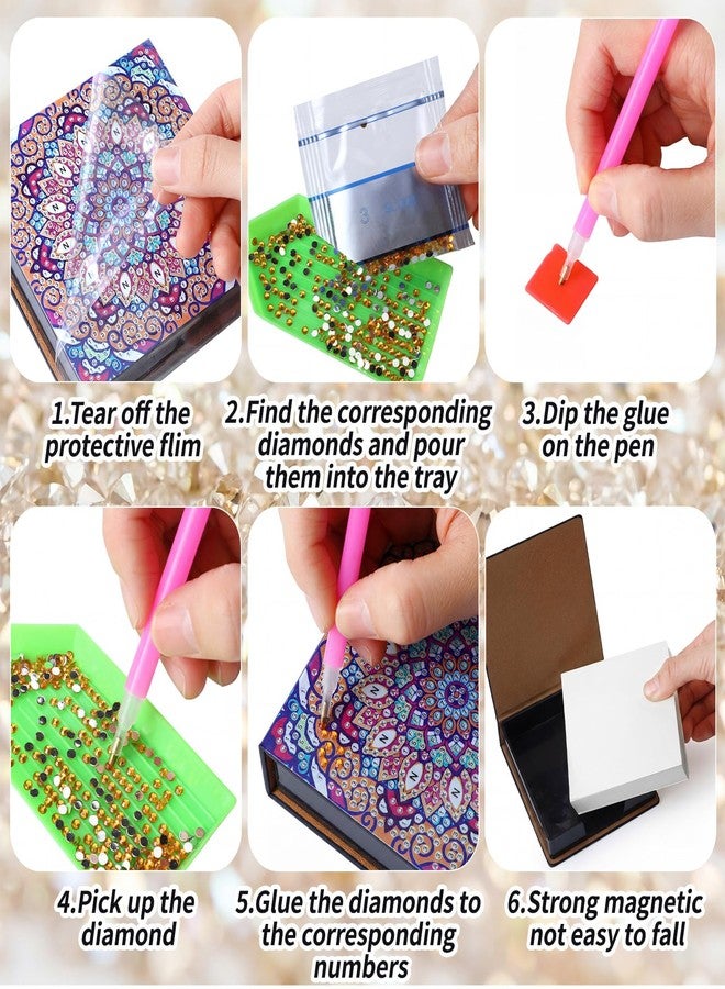Saillong 4 Pcs Mandala Diamond Painting Note Box Kit Sticky Note Holders DIY Diamonds Art Storage Box with 160 Sticky Notes Painting Memo Pad for Office Supplies Desk Gifts - Image 5