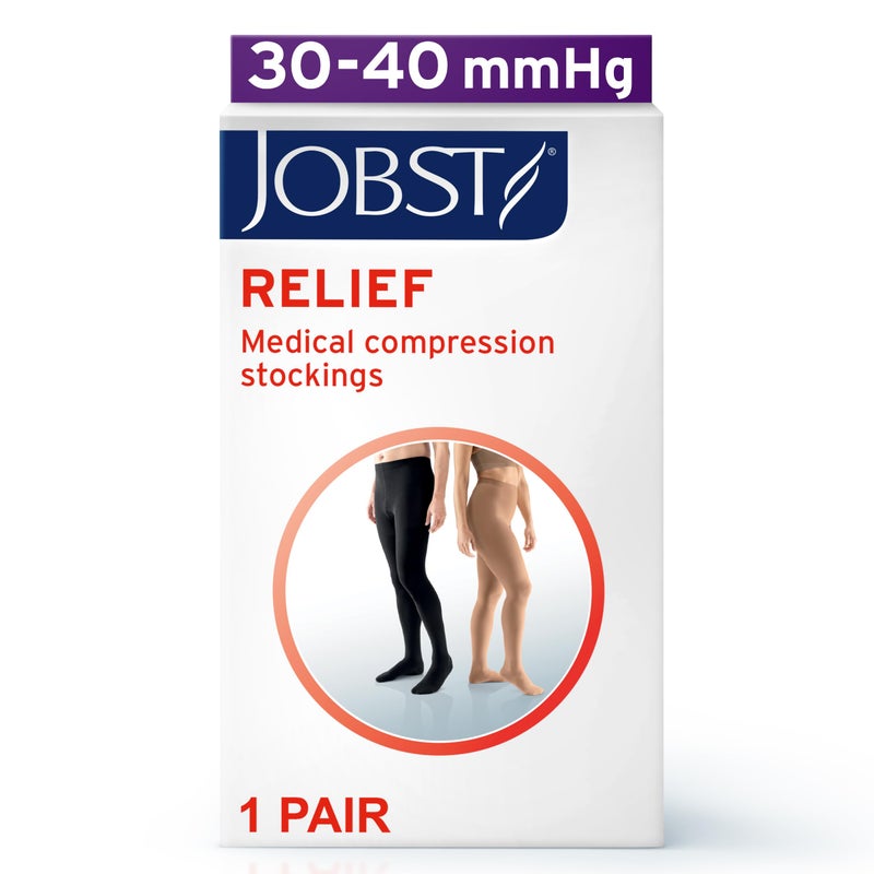 JOBST Relief Waist High Graduated Compression Stockings 30-40mmHg - Comfortable Unisex Design - Closed Toe, Beige, Medium - Image 2