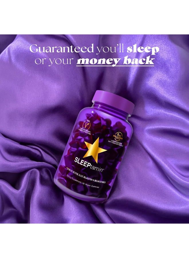HAIRTAMIN SLEEPtamin Melatonin Gummies 5mg | Infused with Chamomile & Ashwagandha for Relaxation | Promotes Restful Sleep, Balanced Mood, Stress Relief & Enhanced Relaxation | 60 Vegan Gummies - Image 2