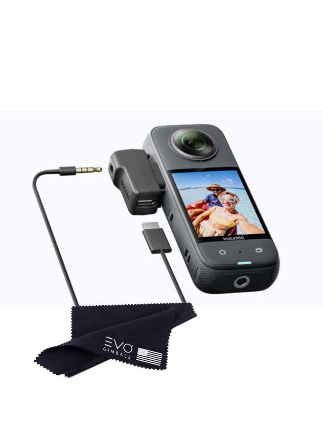 Insta360 insta360 X3 Mic Adapter, External Microphone Adapter Camera,Type-C and 3.5mm Audio Ports Support Charging While Recording Black  - Image 1