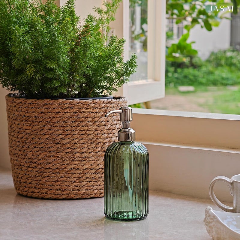 JASAI 18Oz Green Soap Dispenser with Rust Proof Pump, Refillable Bathroom Soap Dispenser with Thick Glass, Kitchen soap Dispenser for Dish soap, Hand Soap, Lotion, Body Wash. - Image 5
