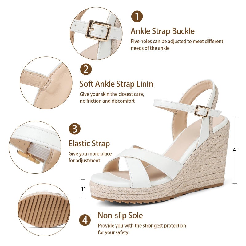 mikarka Women's Espadrille Wedge Sandals: Ankle Strap Platform Open Toe Wedges - Stylish High Heel Dressy Summer Wedges for Women, Inspired by Espadrilles - Image 4