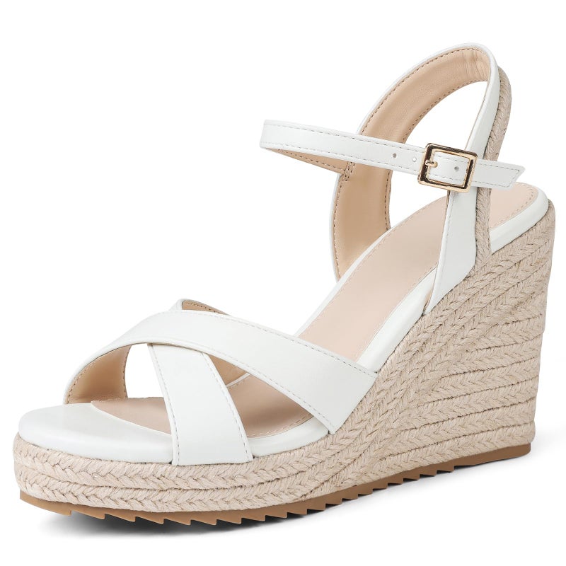 mikarka Women's Espadrille Wedge Sandals: Ankle Strap Platform Open Toe Wedges - Stylish High Heel Dressy Summer Wedges for Women, Inspired by Espadrilles - Image 1
