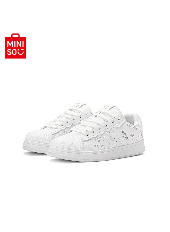 Mingchuang Youpin Miniso Trendy White Sneakers, Breathable, Versatile, Classic Shell Toe Skateboard Shoes, Casual Couple Shoes, White, Size 38 - Image 5