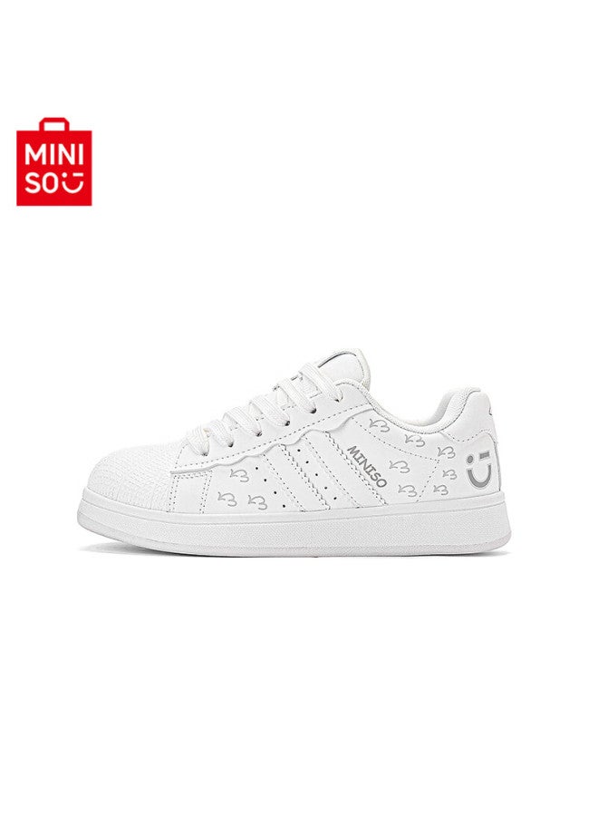 Mingchuang Youpin Miniso Trendy White Sneakers, Breathable, Versatile, Classic Shell Toe Skateboard Shoes, Casual Couple Shoes, White, Size 38 - Image 3