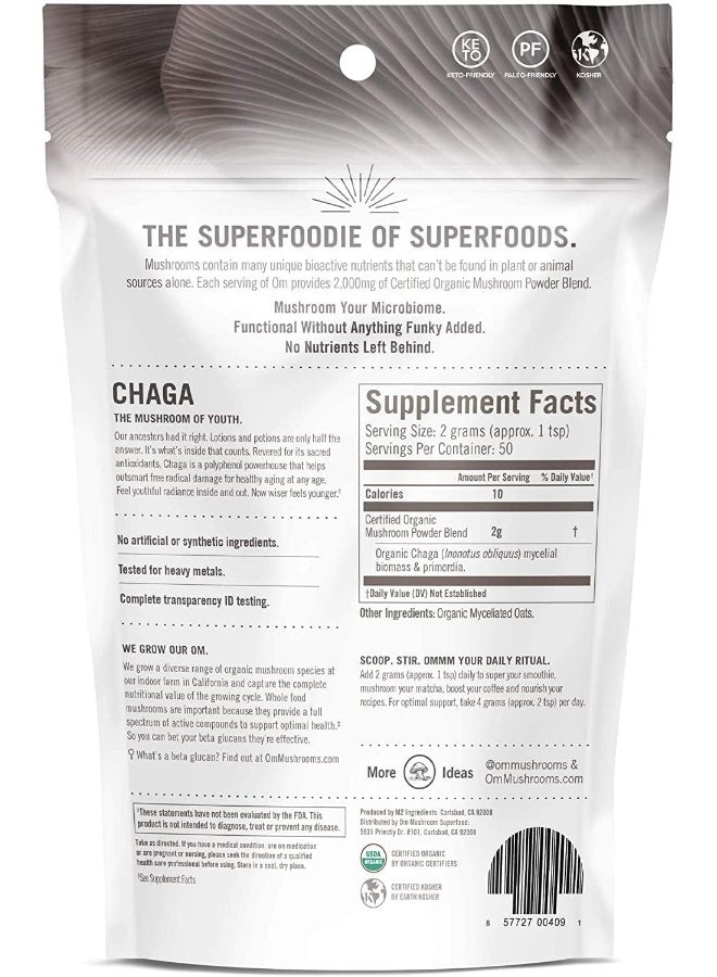 OM Mushroom Superfood Om Chaga Organic Mushroom Powder 100G - Image 2