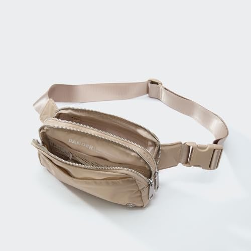 Pander حقيبة حزام باندر للجميع للنساء، 5 جيوب بسحاب، حقيبة كروس بودي من النايلون (كتان خام) - Image 5