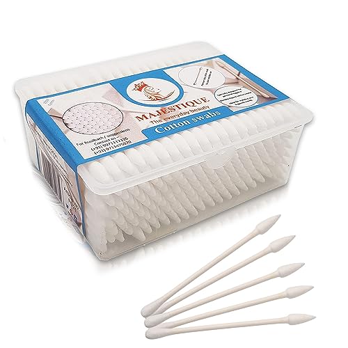 Majestique Paper Sticks Cotton Swabs Buds 2 Shape - Soft, Gentle On Face, Ear Cleaning, Makeup & Beauty Applicator, Nail Polish Removal - 200 Sticks (Pack Of 1) White - Image 1