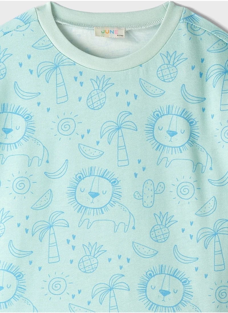 جون Kids Crew Neck T-Shirt And Shorts Set